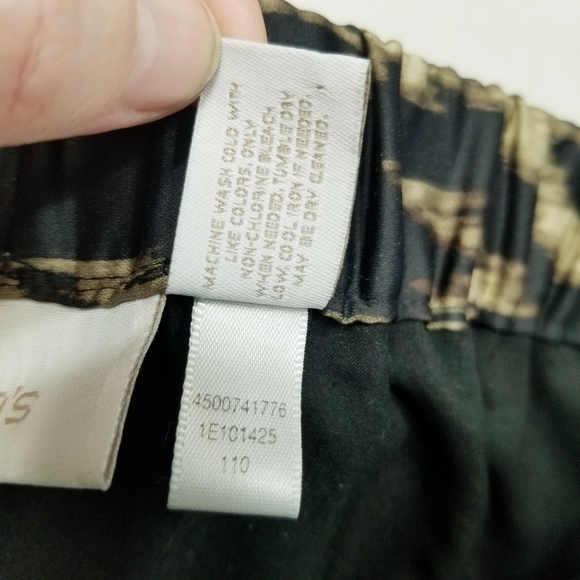 Chico's Skirt sz 1 (8-10) Brown Cheetah Animal Satin Career Modest Knee A Line - Picture 7 of 7